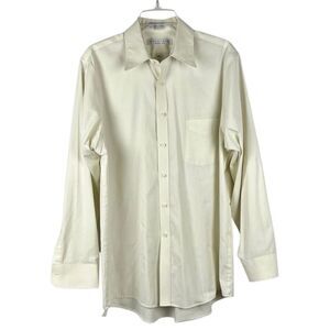 Geoffrey Beene Button Up Dress Cream Wrinkle Free Shirt 15 34/35